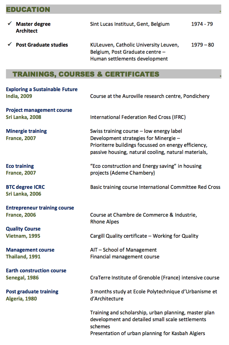 education - trainings,courses, certificates